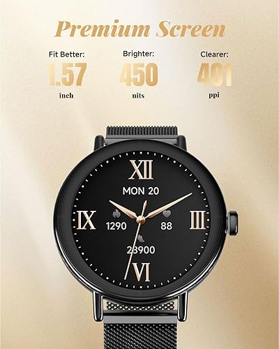 Miniatura 7 de TOOBUR Reloj inteligente para mujer con dos bandas, reloj de seguimiento de fitness, monitor de frecuencia cardíaca, contador de pasos, compatible