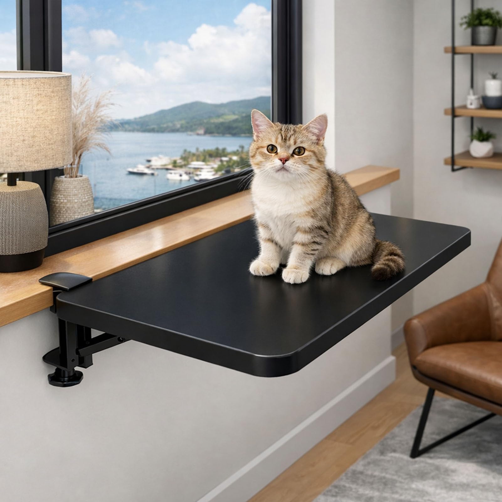 Étagère pour chat de fenêtre pliable blanche pour observer l'extérieur