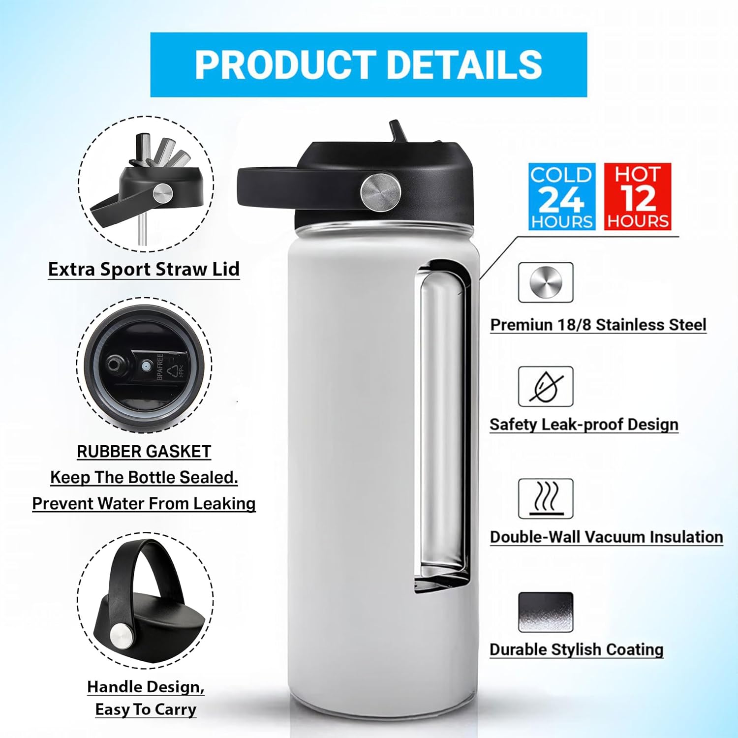 Hyturtle Personalized Bus Driver Water Bottle - Custom Name Travel Insulated Stainless Steel Bottle with Leak-Proof Lid 18oz 32oz - Bus Driver Gift for Men School Bus Drivers - Birthday, ChristmasGift