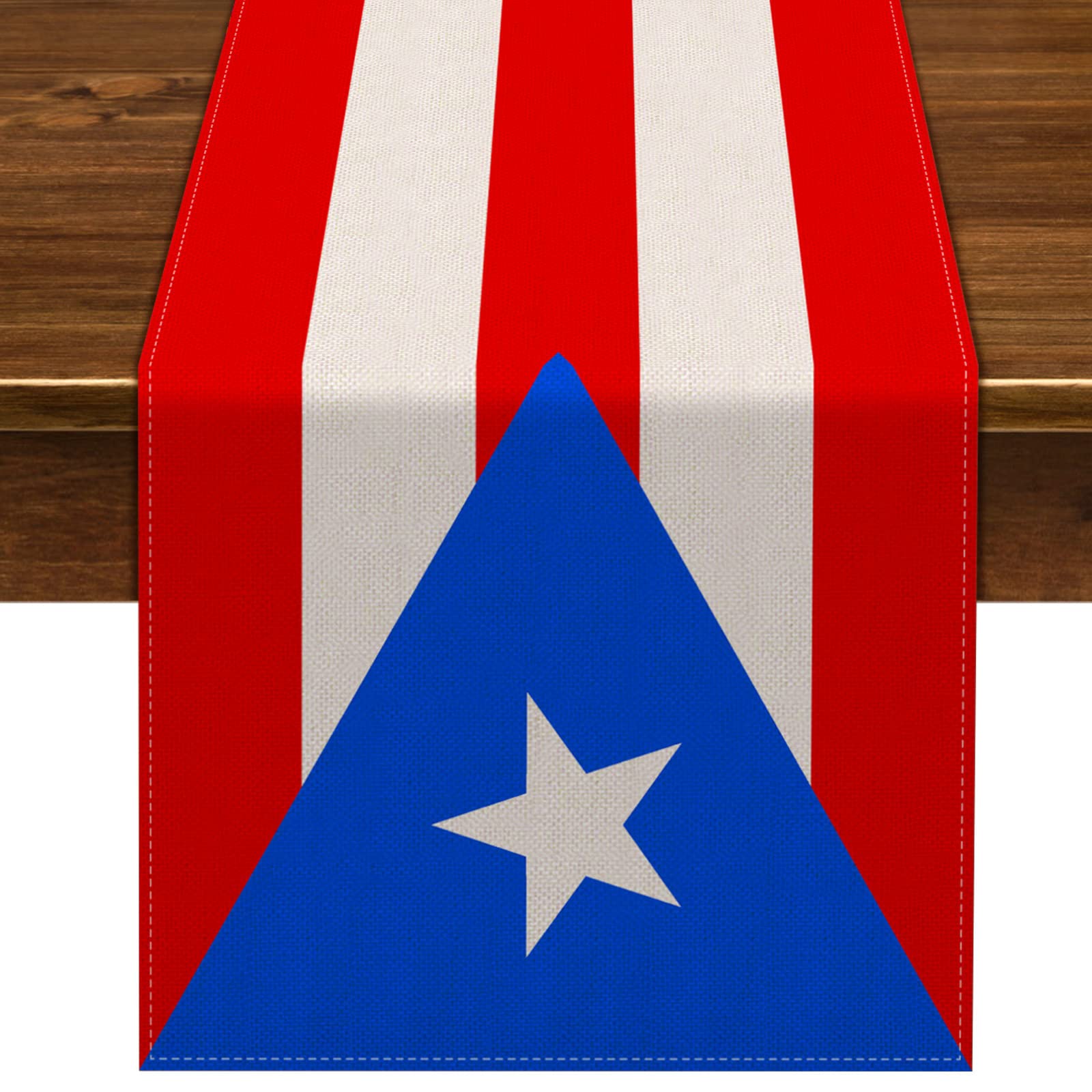 Nepnuser Puerto Rican Table Runner for Puerto Rico Themed Party Decoration Home Kitchen Dining Room Dinner Linen Table Decor (13" x 72")