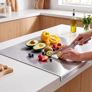 Stainless Steel Cutting Boards for Kitchen, Kneading Cutting Board Mats, Metal Cutting Board for Meat, Fruits, Vegetables, Bread, and Baking Small Cutting Boards (40 x 30cm/15.7 x 11.8 in)
