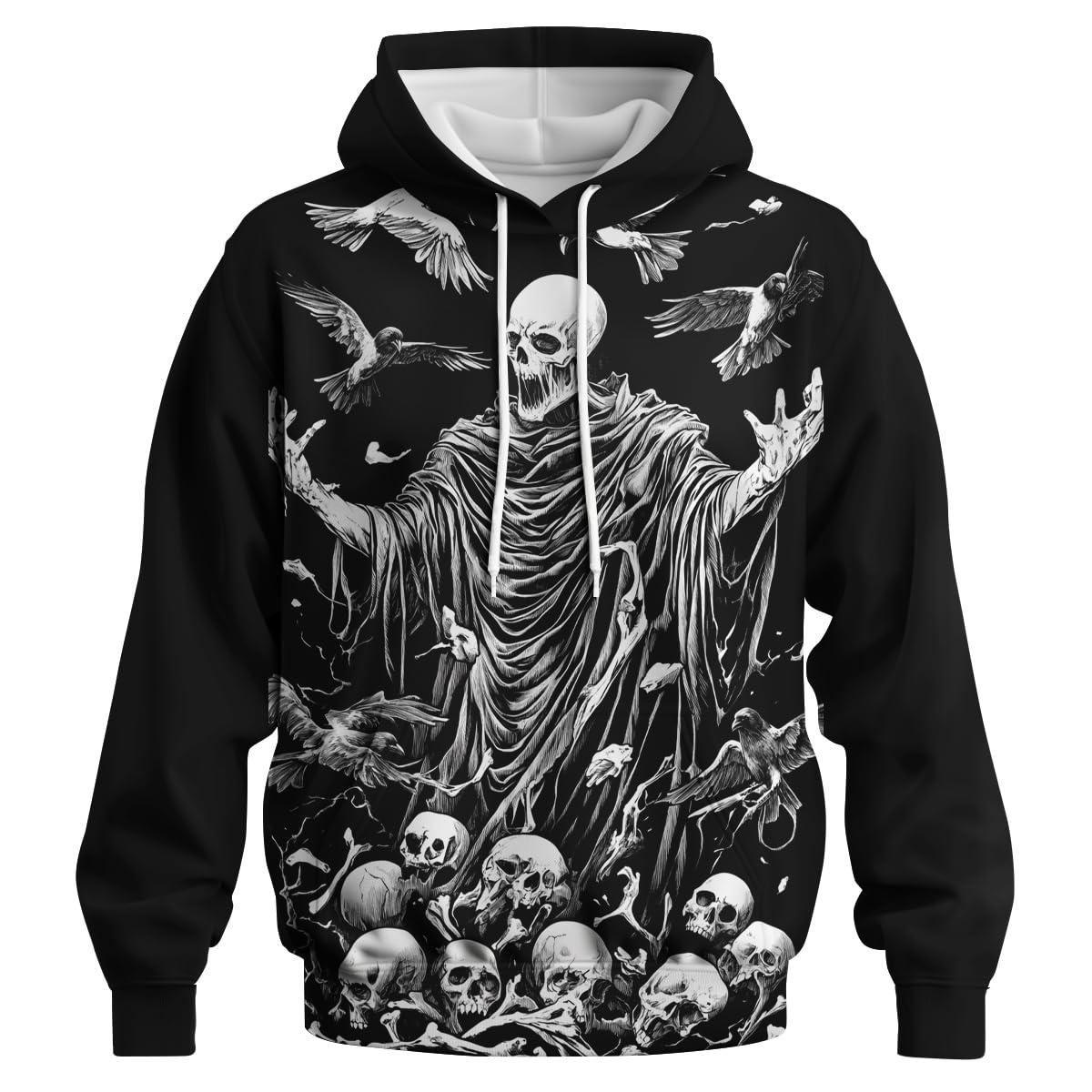 Felpa con Cappuccio Skull 3D Print Novelty Street Maglia di Tuta