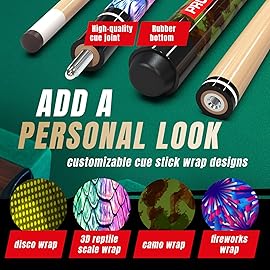 Premium Pool Sticks Set of 4 | 58-Inch, 19-Oz Canadian Maple Pool Cue with Low-Deflection Shaft & 4 Extra Chalks | Pro-Grade Billiard Cue for Home & Bar Play