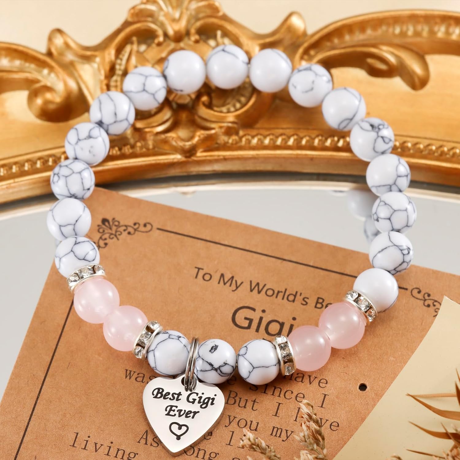 Kivosliviz Gigi Gifts for Mothers Day Jewelry Grandson Grandkids Women Present Gigi Beaded Bracelet - Image 5