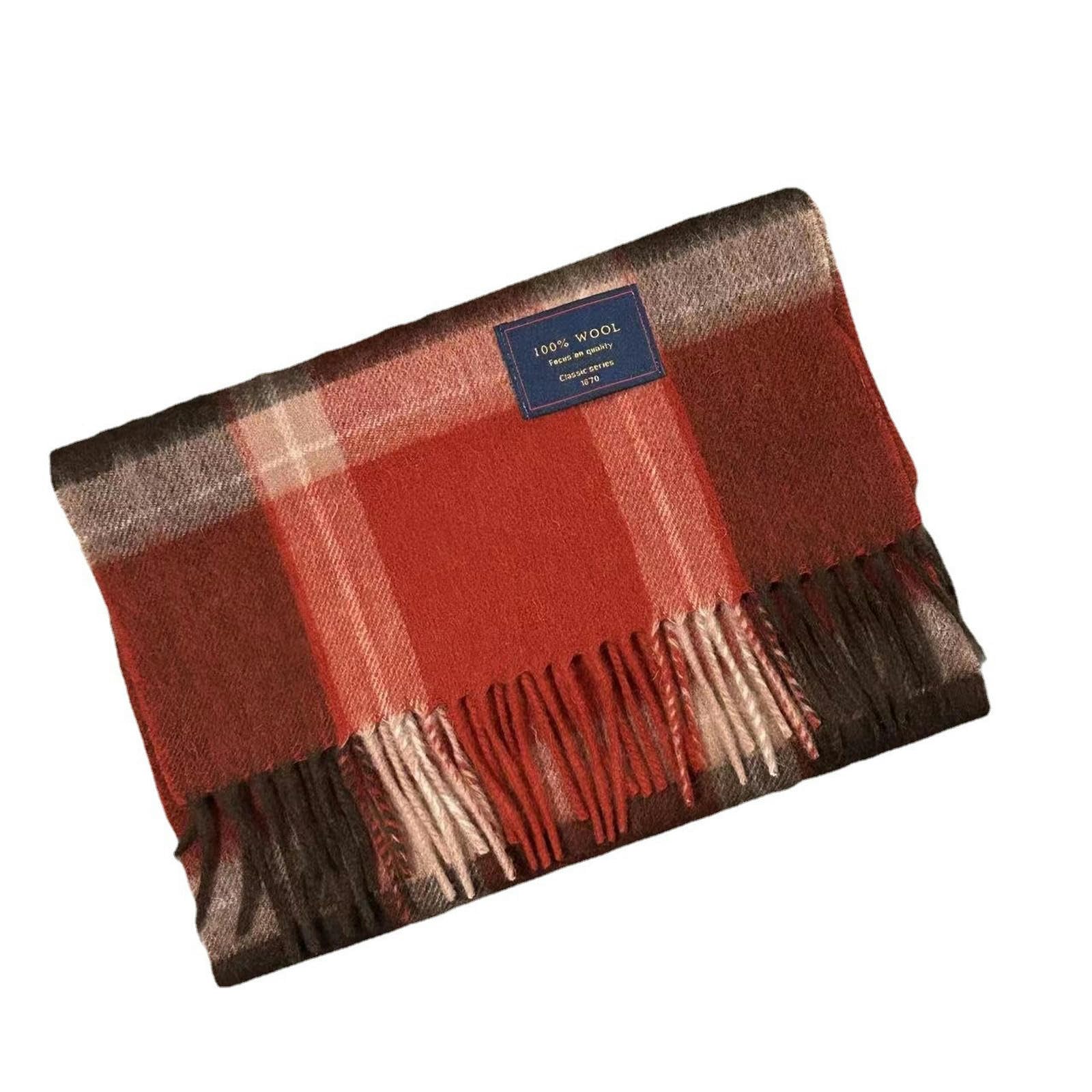 Sciarpa Donna Lana Sciarpa Femminile Versatile Sciarpa Invernale Coppia Maschile Cashmere Caloroso Regalo di Natale A Doppia Faccia 33 * 188 Cm-griglia Rossa