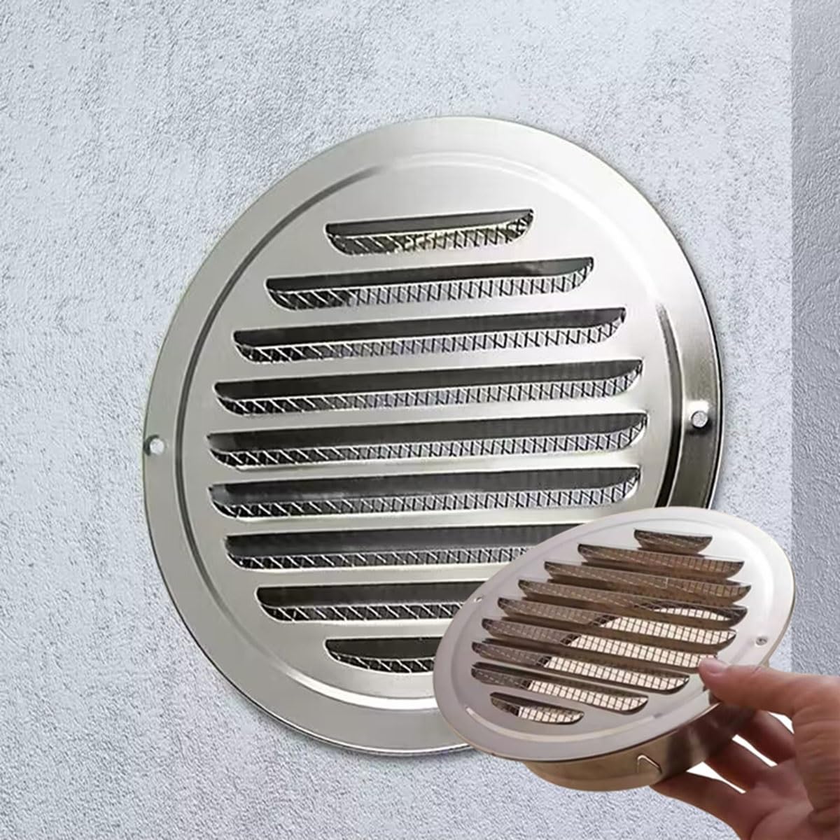 3" 4" 5" 6" 7" 8" Stainless Steel Air Flat Vents Ceiling Vent Covers Ventilation Grill Screen Hood with Screen Mesh Wall Exhaust Hood Dryer Vent External Cover(8inch-200mm)