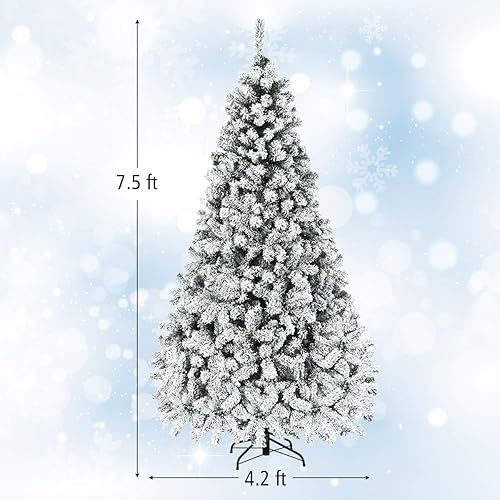 Miniatura 7 de Nightcore - Árbol de Navidad artificial preiluminado de 7.5 pies, pino con bisagras flocadas de nieve con 1010 puntas de ramas y 450 luces LED