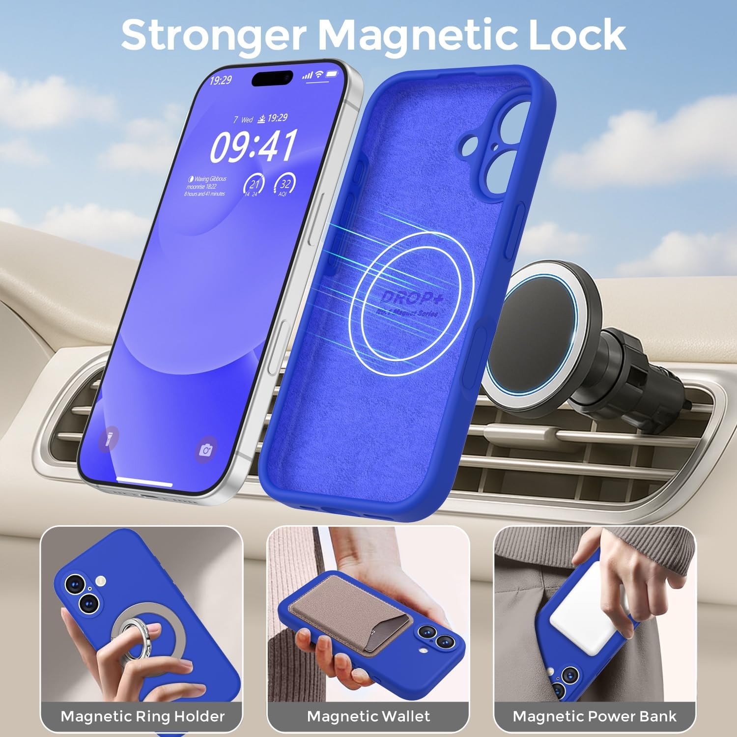 Ktele Magnetic for iPhone 17 Case [Compatible with Magsafe] [Premium Silicone Satin-Smooth Touch] Slim Shockproof Anti-Scratch Microfiber Lining Case, 6.3 inch, Klein Blue - Image 3