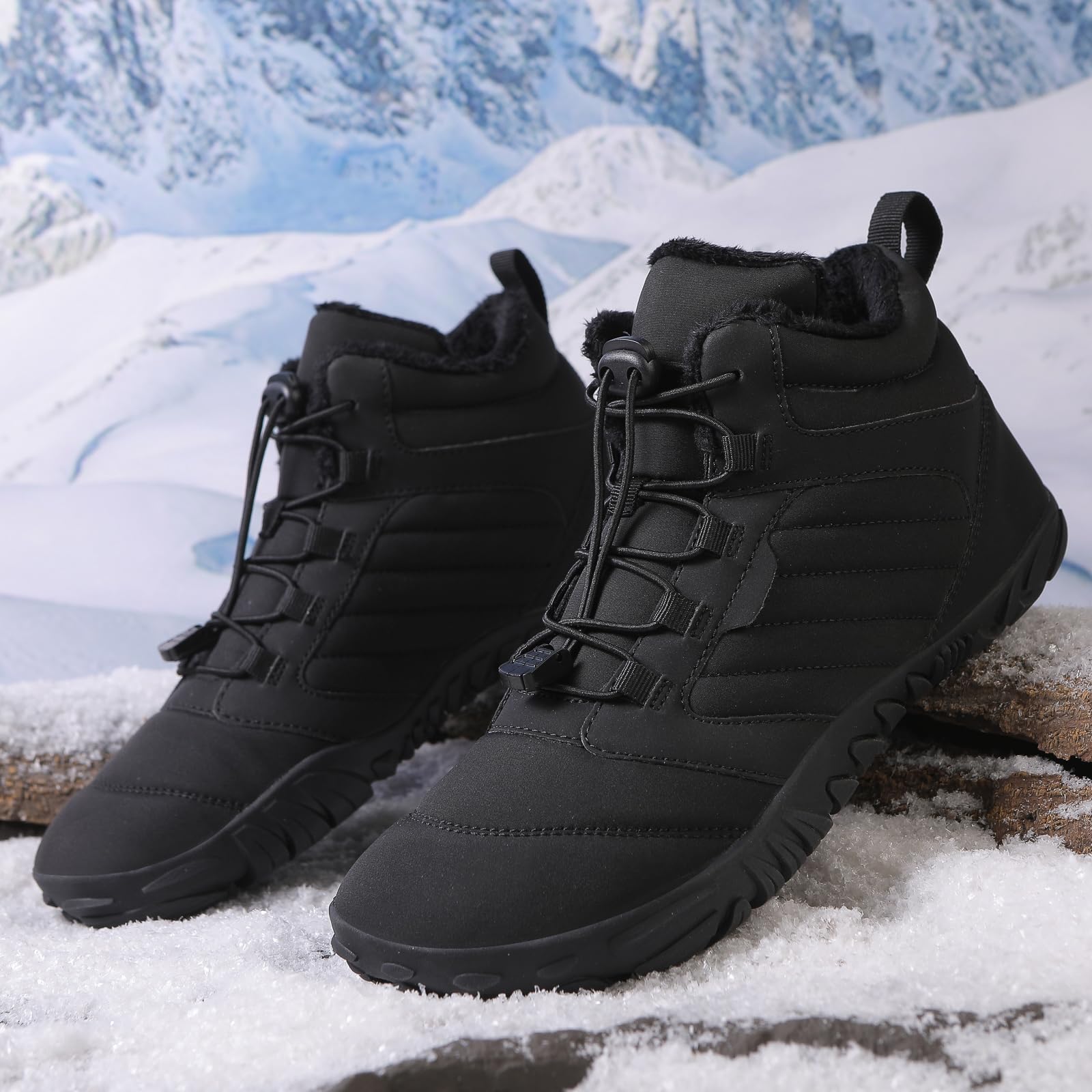 Barfußschuhe Winter Herren Damen Winterstiefel Wasserdicht Winterschuhe Rutschfeste Barfuss Schuhe Warm Gefüttert Schneestiefel