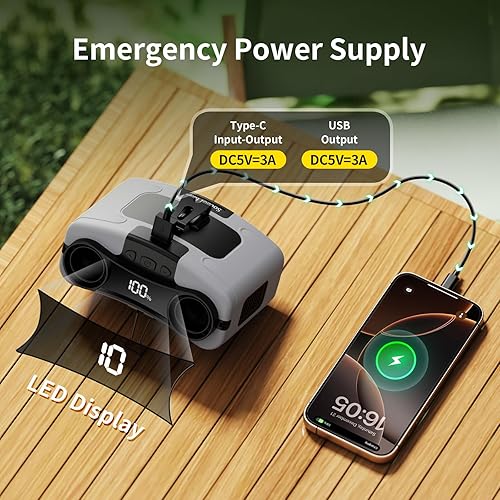 Miniatura 5 de Socool - Ventilador de cintura portátil de 20000 mAh con clip en el cinturón portátil, ventiladores personales funciona con batería, ventilador de