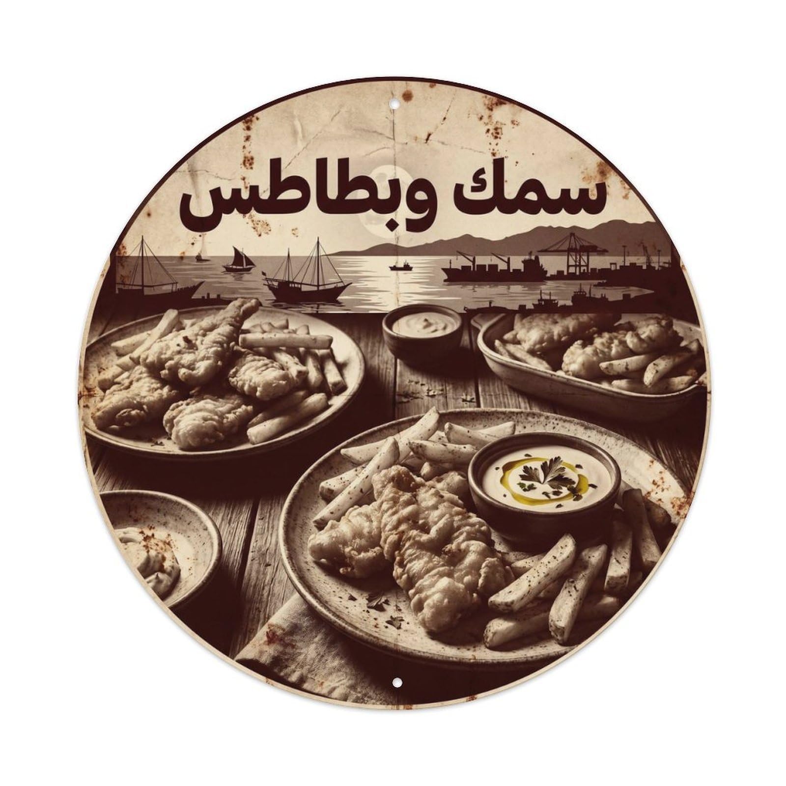 Fried Fish Food Culture Monochrome Contrast Jordan Metal Tin Sign
