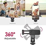 ULANZI Phone Tripod Mount ST-06S, Universal Smartphone Mount Adapter with 2 Cold Shoe, 360° Rotates and Adjustable Cell Phone Clip Clamp Holder, Compatible with iPhone, Samsung Galaxy and All Phones