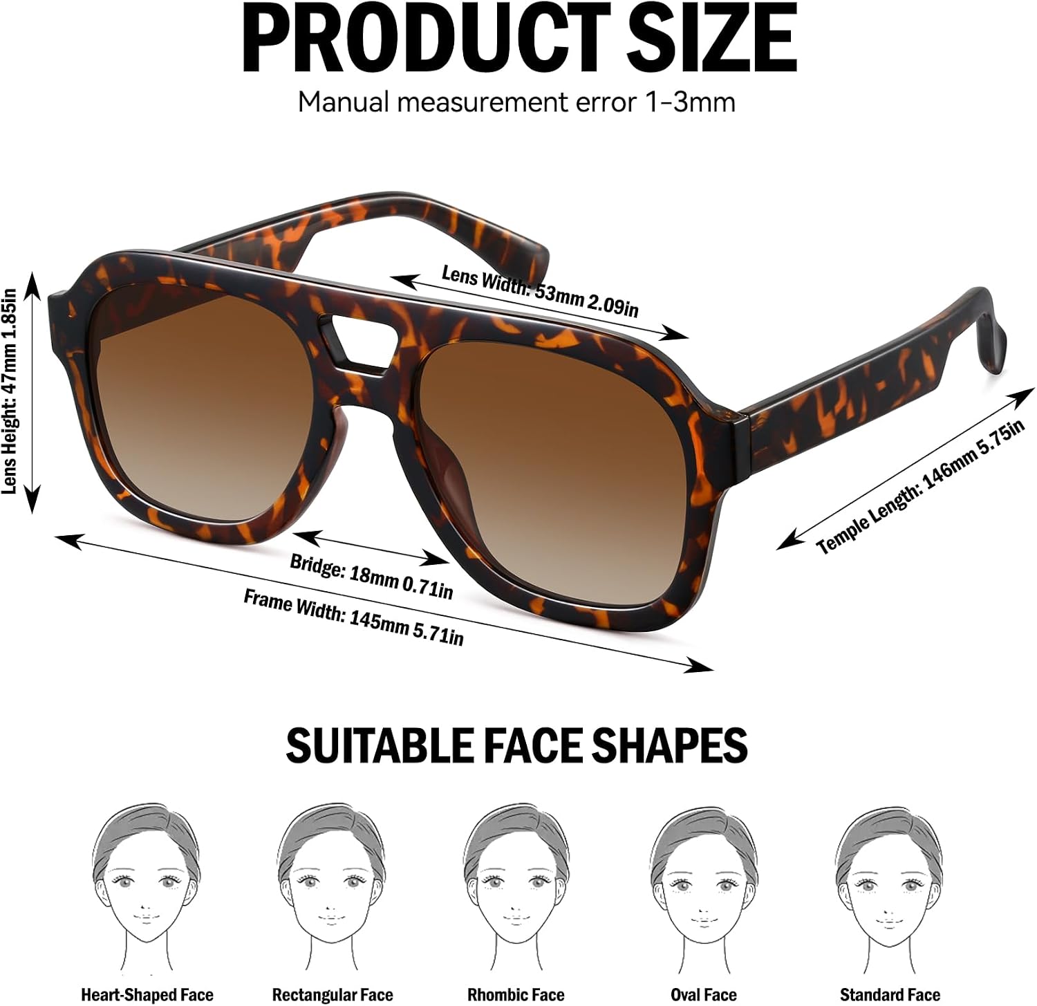 Retro 70s Chunky Square Oversized Aviator Sunglasses for Women men image 4
