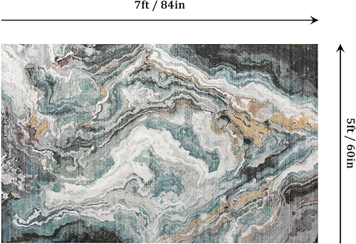 Miniatura 65 de Mountain Up - Alfombra de entrada de 3 x 5 pies, moderna alfombra de mármol lavable con parte trasera antideslizante, entrada abstracta, alfombra