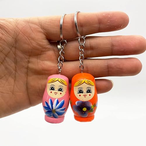 Miniatura 2 de Llaveros pequeños Matryoshka, juego de 3 muñecas rusas de madera, regalos decorativos, color al azar