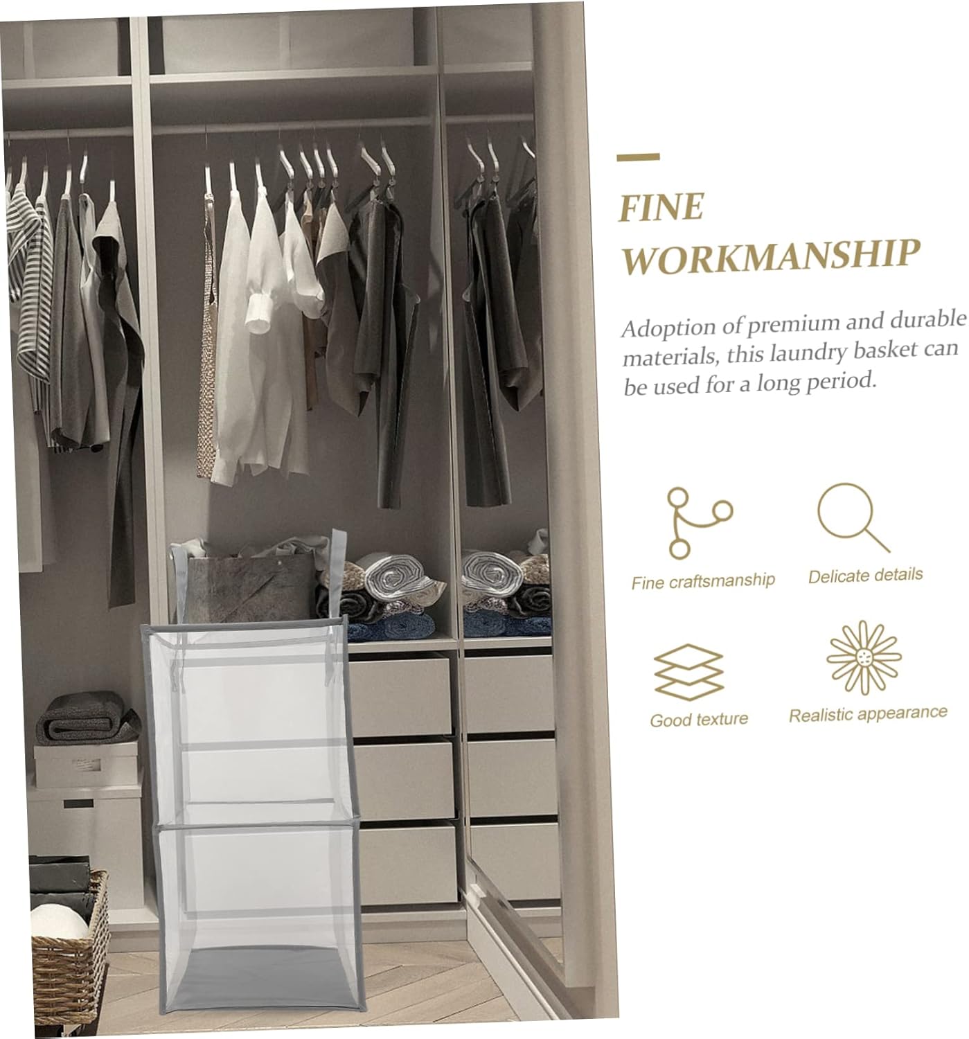 Collapsible Laundry Hamper with Mesh Large Capacity Clothes Storage Basket for Home Bedroom Bathroom Nursery Foldable Design with Handles for Easy Carrying and Space Saving