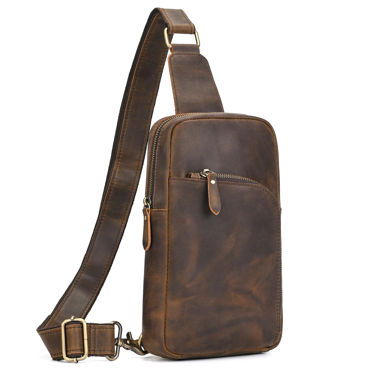 Leder-Umhängetasche für Herren, lässig, Reisen, Wandern, Umhängetasche, Rig One Schultergurt