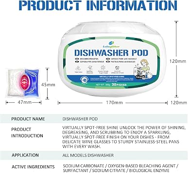 Dishwasher Pods 30 Count Dish Washer Soap Powerful Removes Burnt-On Stain