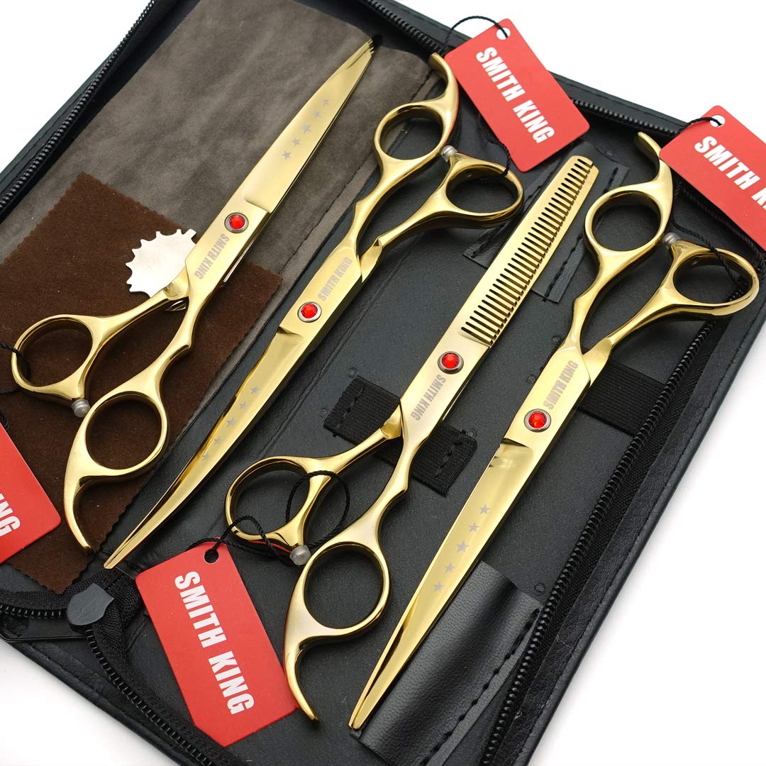 SMITH KING Set di 4 forbici da toelettatura per cani da 7 pollici