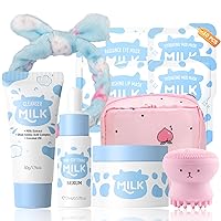 Vista 1 de Cuidado de la Piel en Leche para Niños, Kit de Cuidado de la Piel para Adolescentes de 10 PIEZAS con Limpiador, Suero, Crema, Máscaras, Cuidado