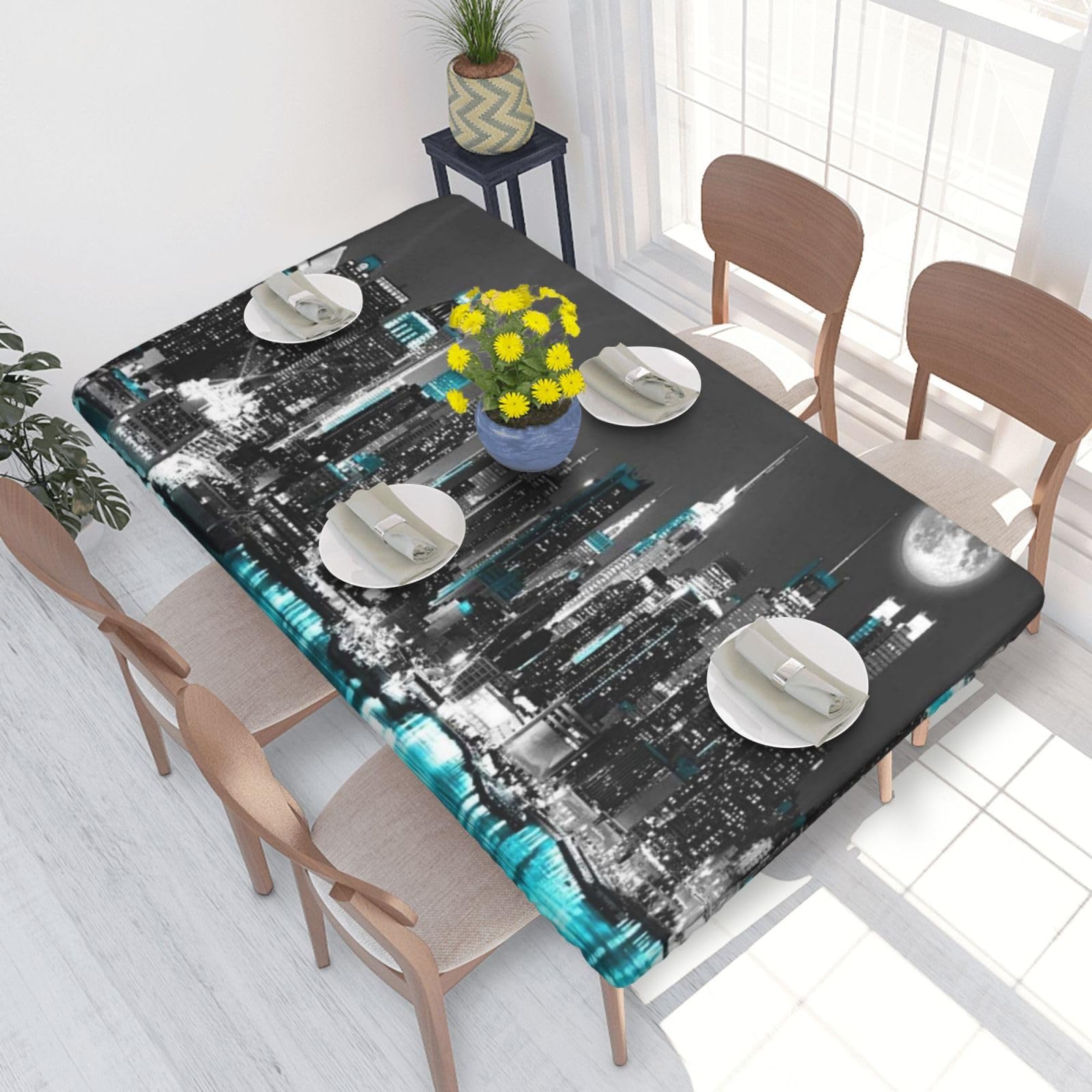 WKSGDSG Fitted Tablecloth For Dining Room 4ft, Elastic Edged Table Cover