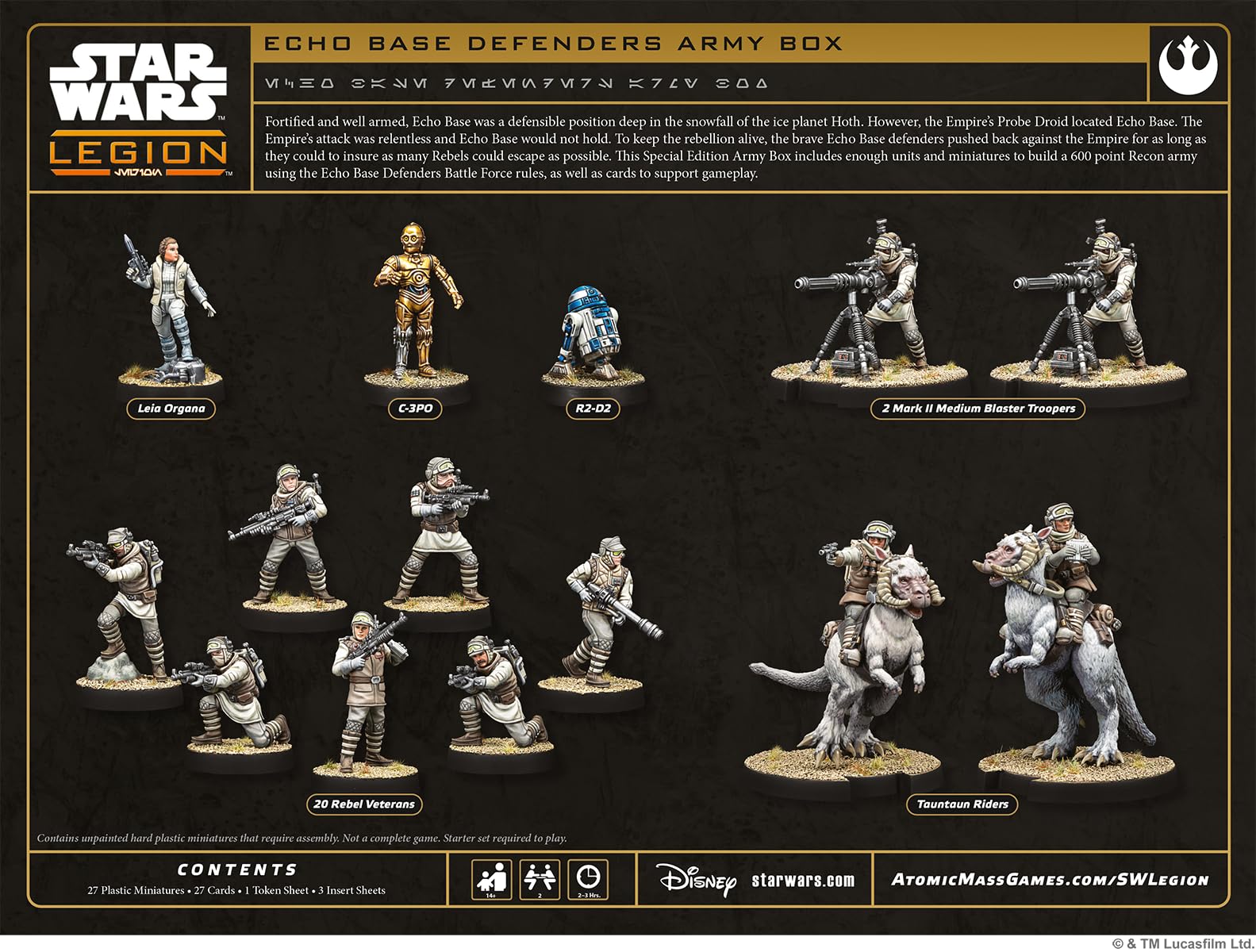 Asmodee Star Wars: Legion Echo Base Defenders Special Edition Army Box, Caja de Ejército de 600 Puntos, Miniatura Exclusiva Leia Organa, Juego de Mesa de Estrategia, 2 Jugadores, Español