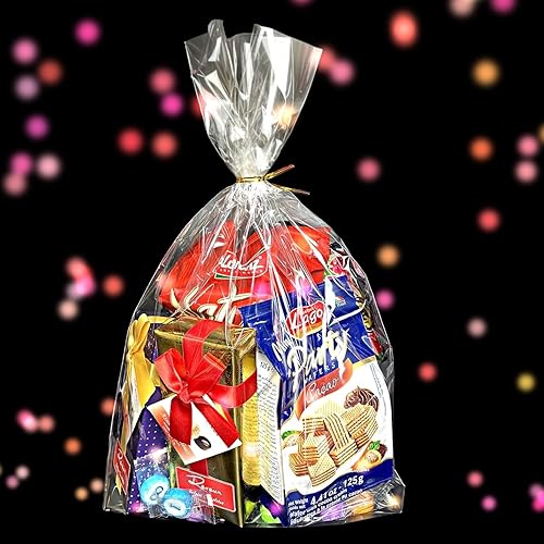 Miniatura 8 de PigPotParty 12 x 16 pulgadas, 100 bolsas de refuerzo inferior, bolsas de plástico transparente de celofán para regalo con 100 lazos giratorios,