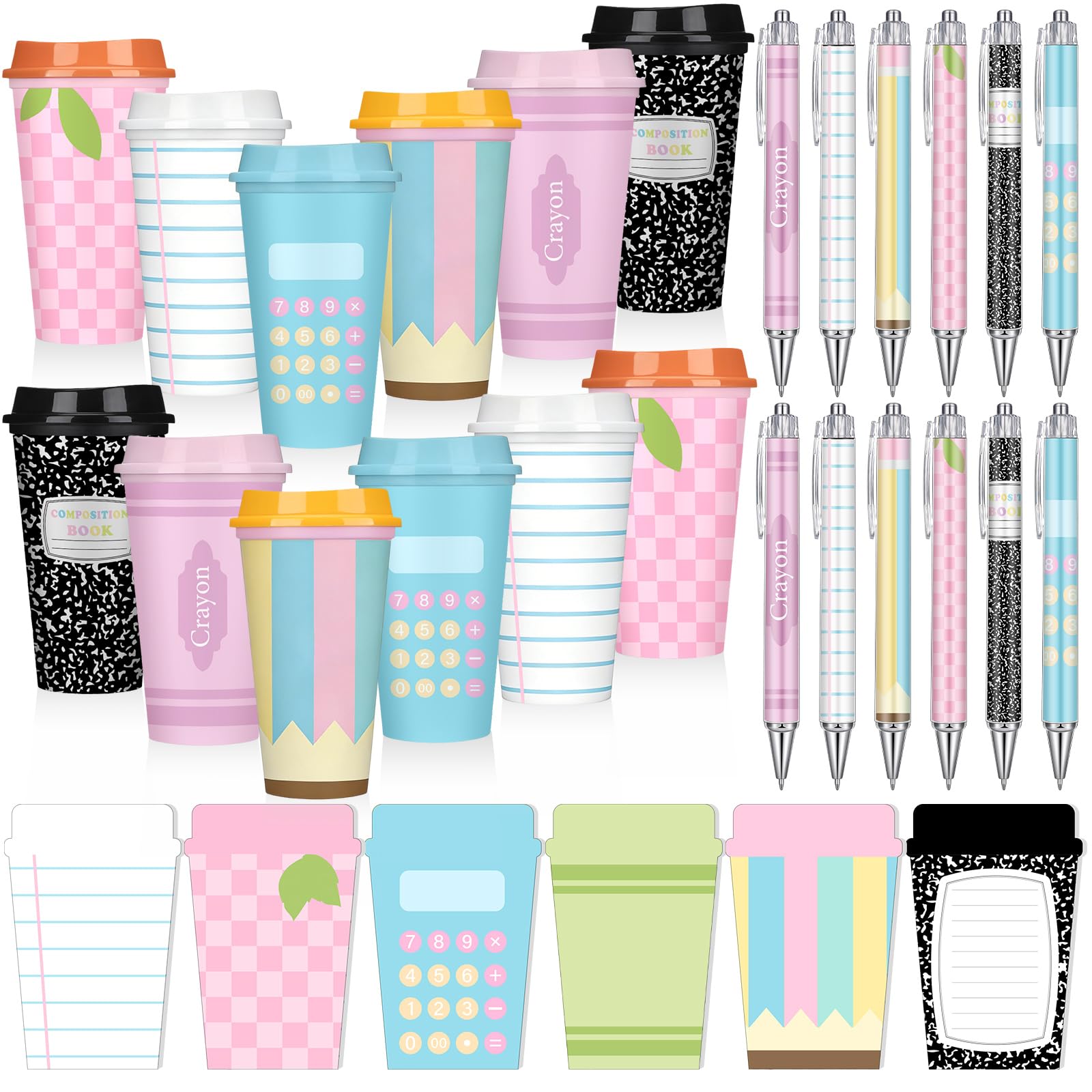 Honeydak Set di 12 bicchieri per il ritorno a scuola, regalo per insegnanti, idea regalo per insegnanti, composizione, penne a sfera per mentore, docenti, educatori (473,6 g, carino)