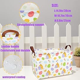 ASKETAM Cute Chicken Easter Basket for Kid Large Empty Rectangular Easter Gift Storage Basket Bunny Eggs Dcor (Chicken Butterfly)