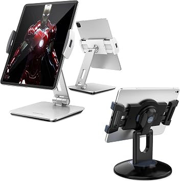 AboveTEK Business Kiosk Aluminum Tablet iPad Stand for Any 4-14" Display Tablets Bundle with Retail Kiosk iPad Stand for Any 6"-13" Diagonal Devices