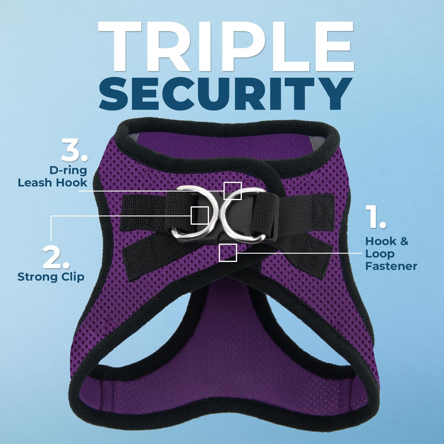 Voyager Step-in Air All Weather Mesh Harness and Reflective Dog 5 ft Leash Combo with Neoprene Handle, for Small, Medium and Large Breed Puppies by Best Pet Supplies - Purple/Black Trim, X-Small - Image 2