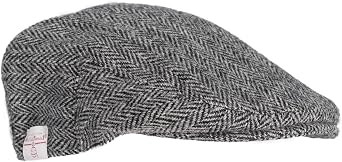 Walker and Hawkes Oakmoor Harris Tweed Flat Cap for Men - Classic Mens Hat Made from Virgin Wool, Light and Water-Resistant