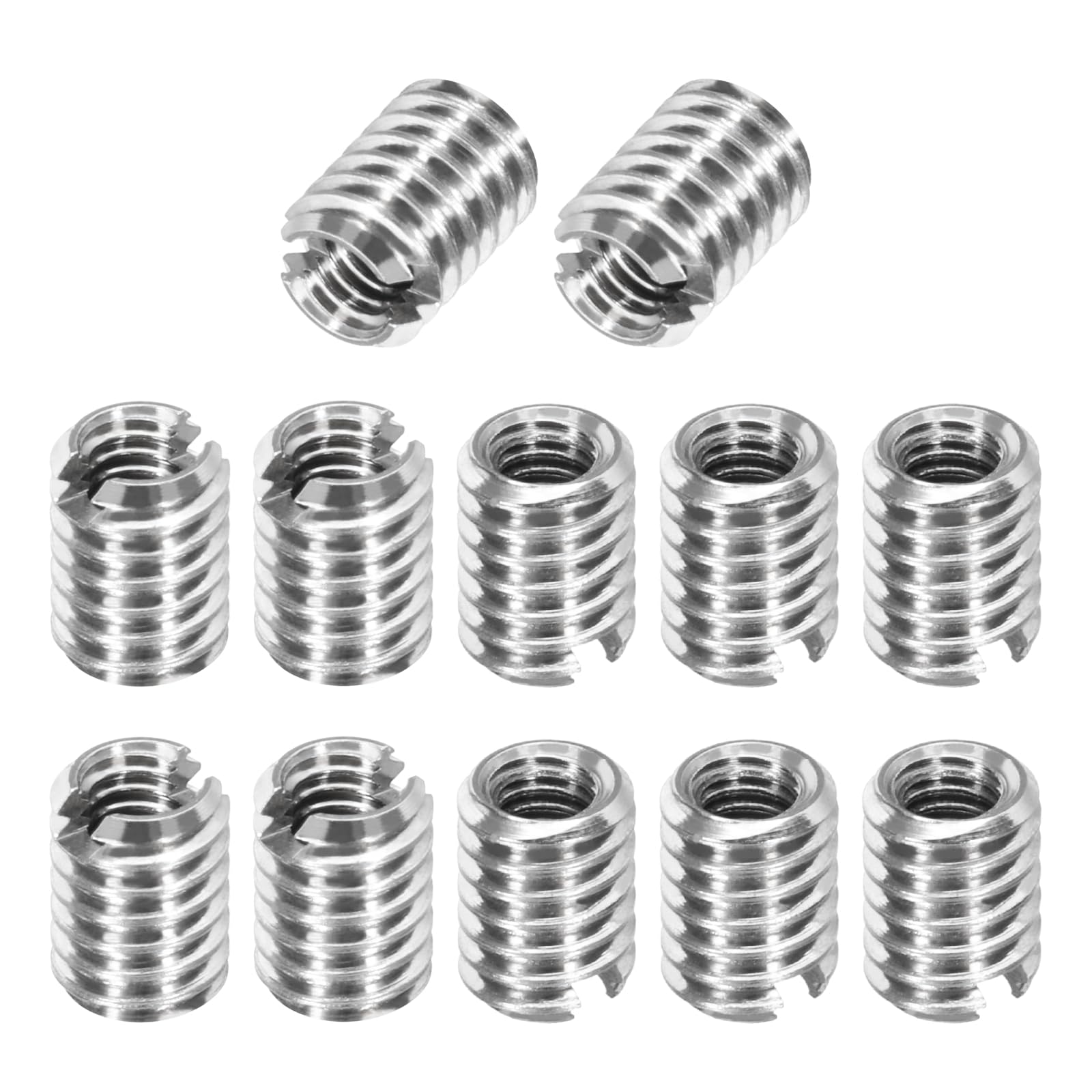 sourcing map 12Pcs 316 Stainless Steel Thread Reducing Nuts, M4x0.7 Male to M2.5x0.45 Female 5mm Long Metric Repairing Insert Nut Screw Threaded Adapters Sleeve Reducer Conversion Fastener