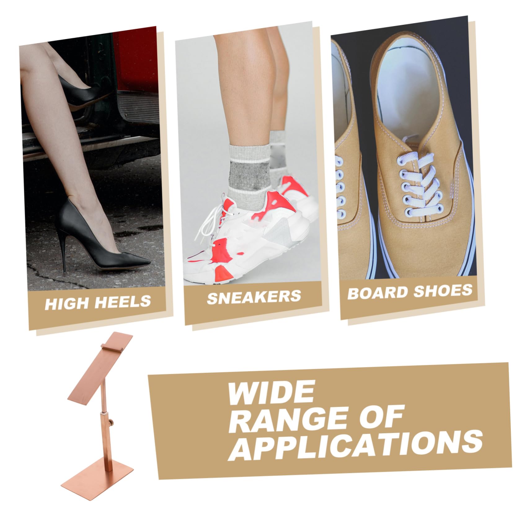 SOLUSTRE Stainless Steel Shoe Display Rack 2 Adjustable Height Holders Metal Shoe Stand for Store Mall Home