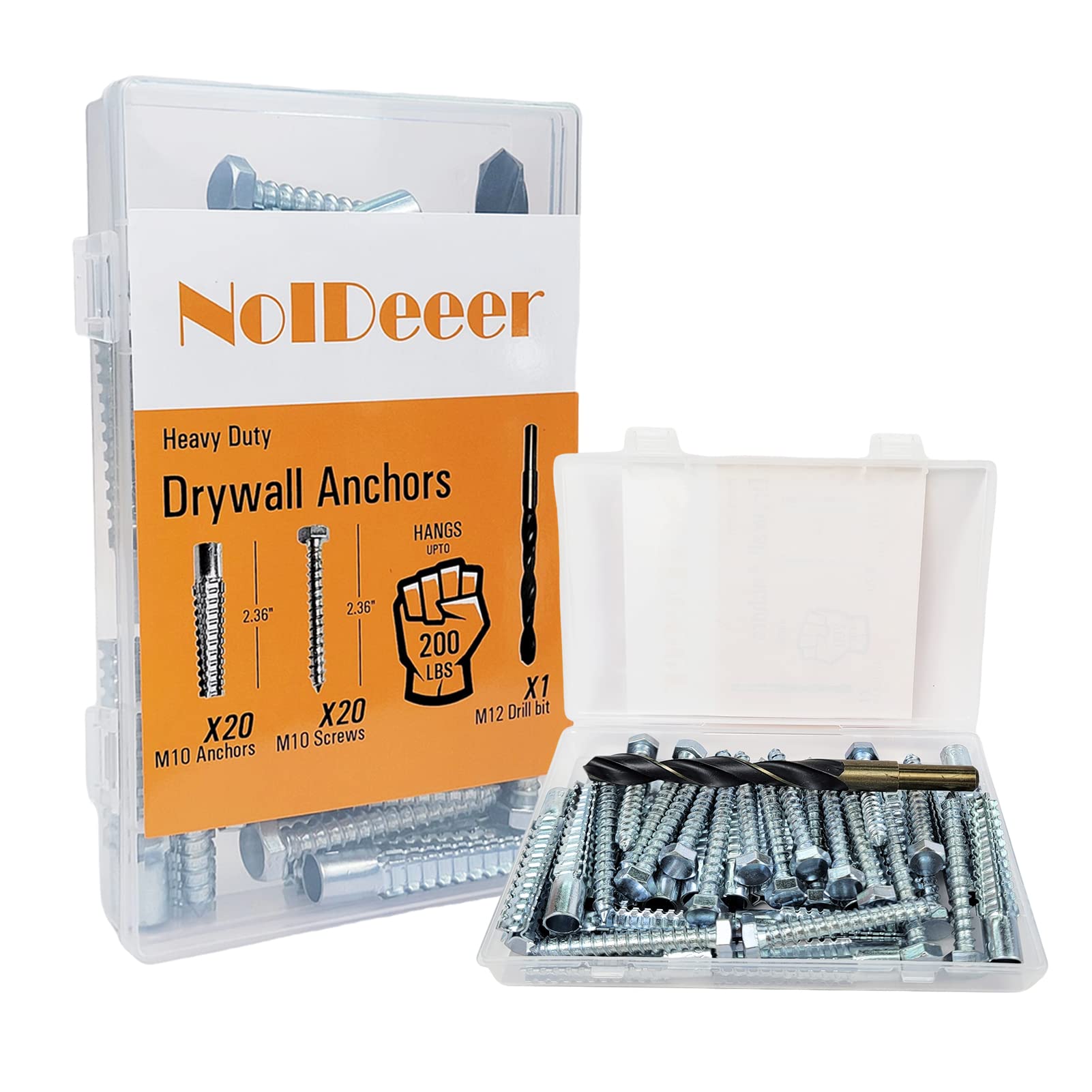 Noideeer20Sets 10x60mm Heavy Duty Drywall Anchors and Screw Kit with high Hardness Drill Bit,Galvanized Tree Shaped Set for Concrete Wall, Wooden Wall, Hollow-Wall, Plaster.