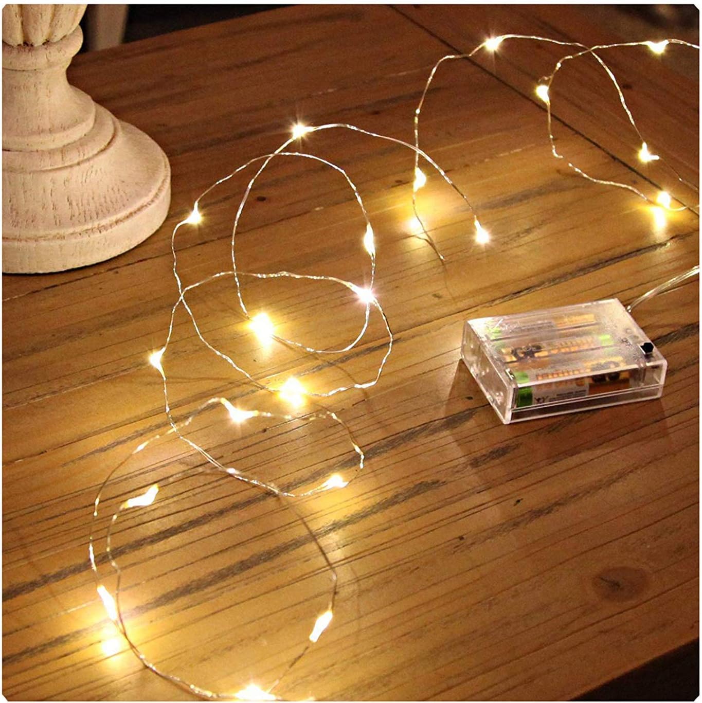 PESCA 3Aa Battery Powered,Waterproof,Copper Wire String Fairy Lights With 100 Leds Warm White -10 meters