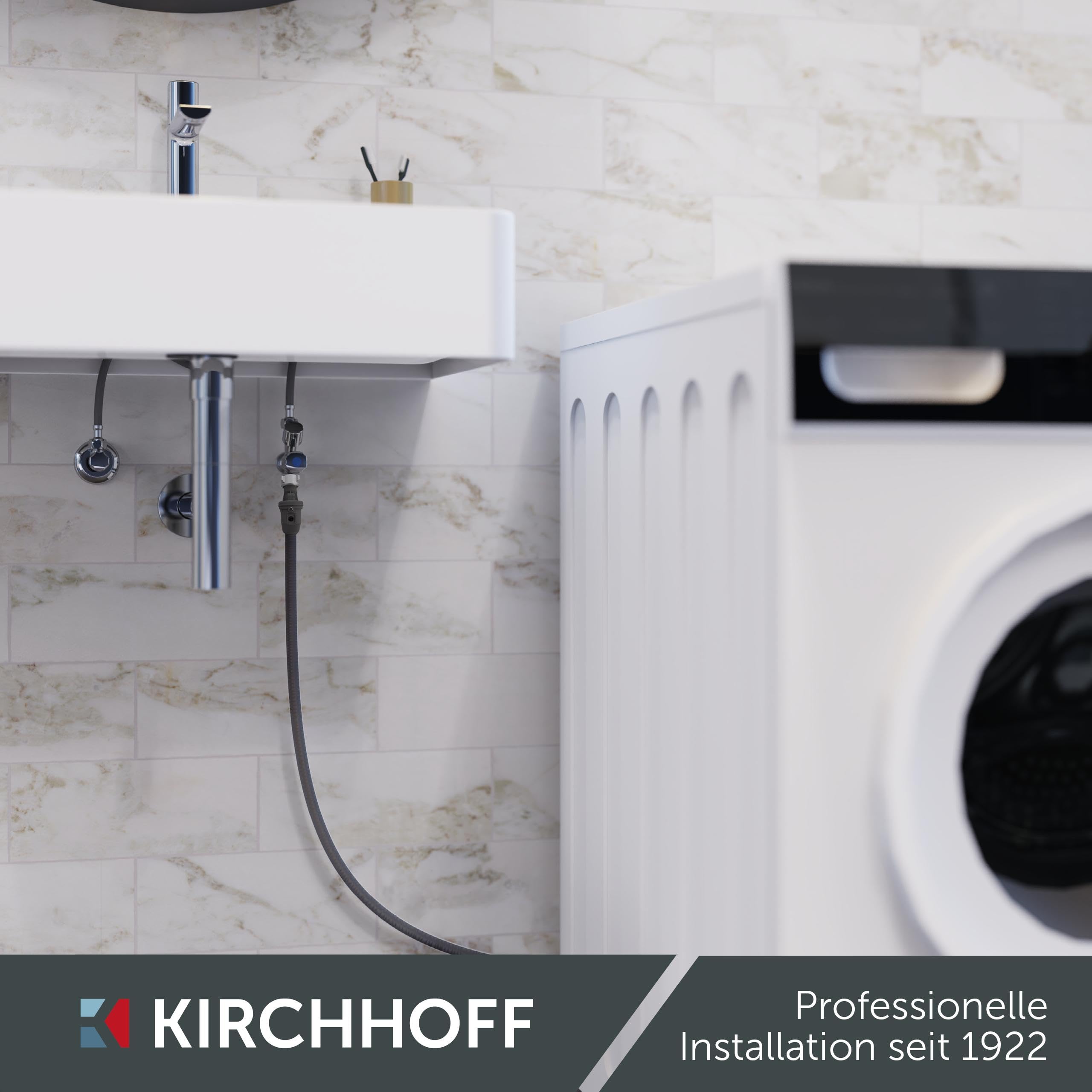 KIRCHHOFF 98657230 Waschmaschinenschlauch 2,5m, Zulaufschlauch mit 3/4" x 3/4" IG für Waschmaschine oder Spülmaschine, Wasserschlauch mit Aquastop