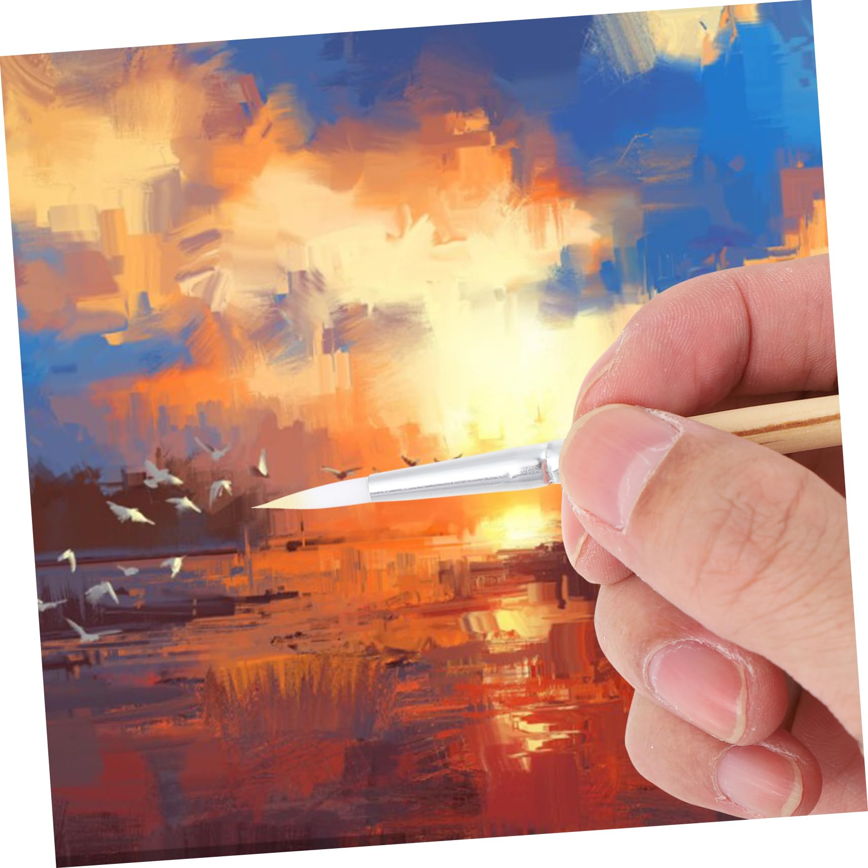 jojofuny Ensemble de 6 Pinceaux Aquarelle en Laine Brute pour Garçon et Filles Fournitures de Peinture Outils de Dessin Pinceaux Courts Art et Loisirs Matériel Artistique