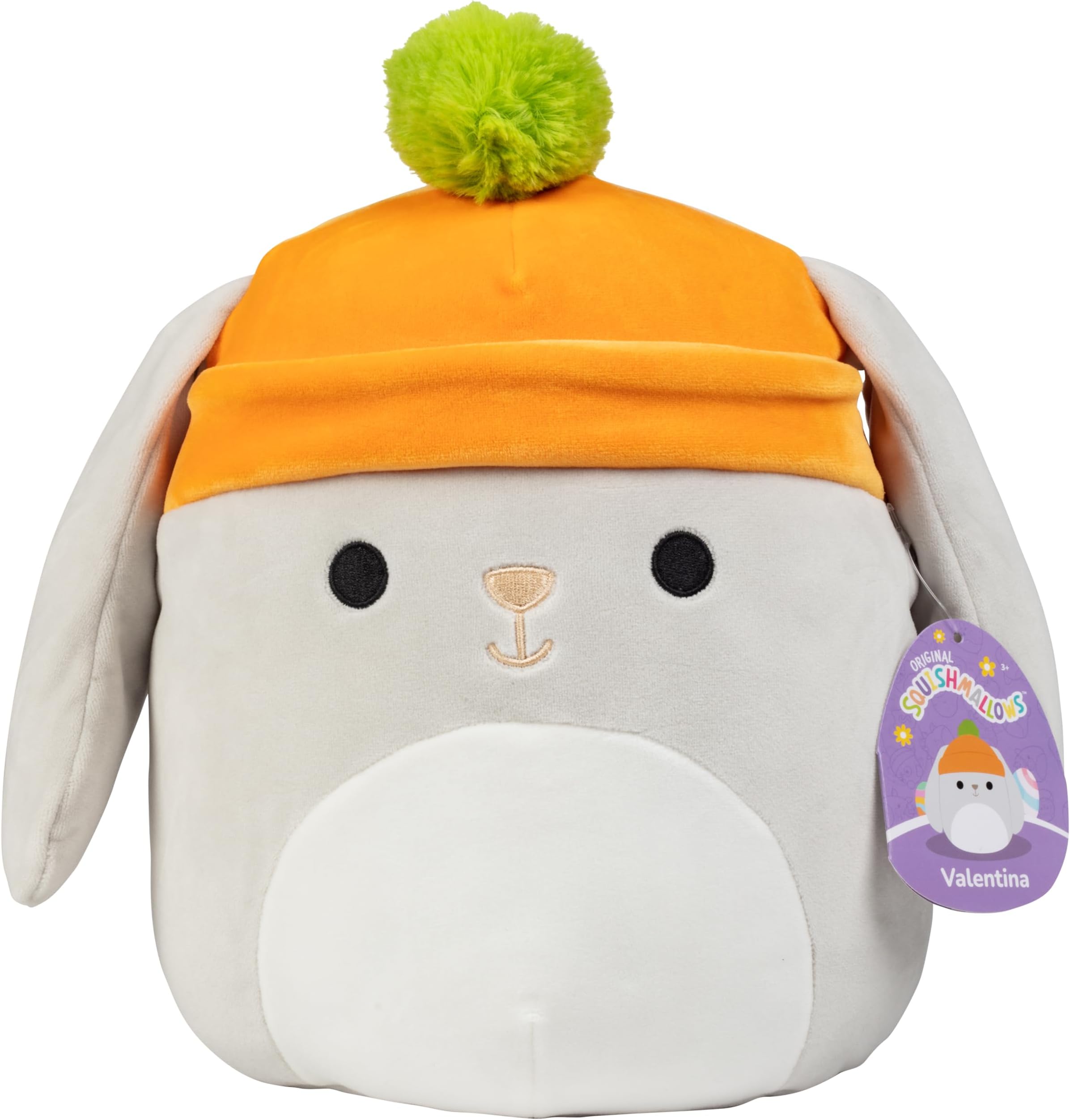 Squishmallows Original 10-Inch Valentina The Grey Bunny - Official Jazwares Easter Plush - Collectible Soft & Squishy Bunny Stuffed Animal Toy - Gift for Kids, Girls & Boys