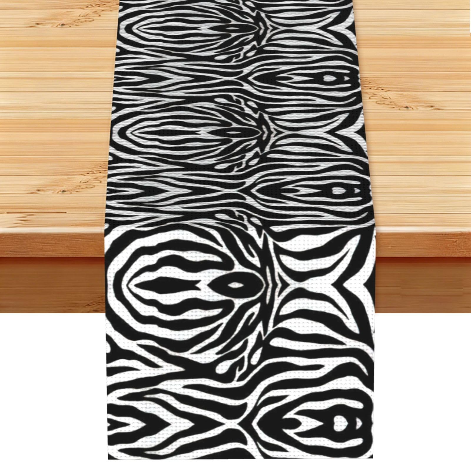 Zebra Print Printed Dining Table Runner 13x72 Inch, Non-Fading Decor for Kitchen Dresser Fireplace Mantel