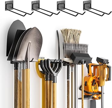 zacurter Garage Hooks for Garden Tool Storage   Wall Mount Utility Tools Hangers for Shed Organization   8 Pack Heavy Duty Metal Garden Tool Rack for Hanging Shovels, Rakes & Farm Tools, Space Saving