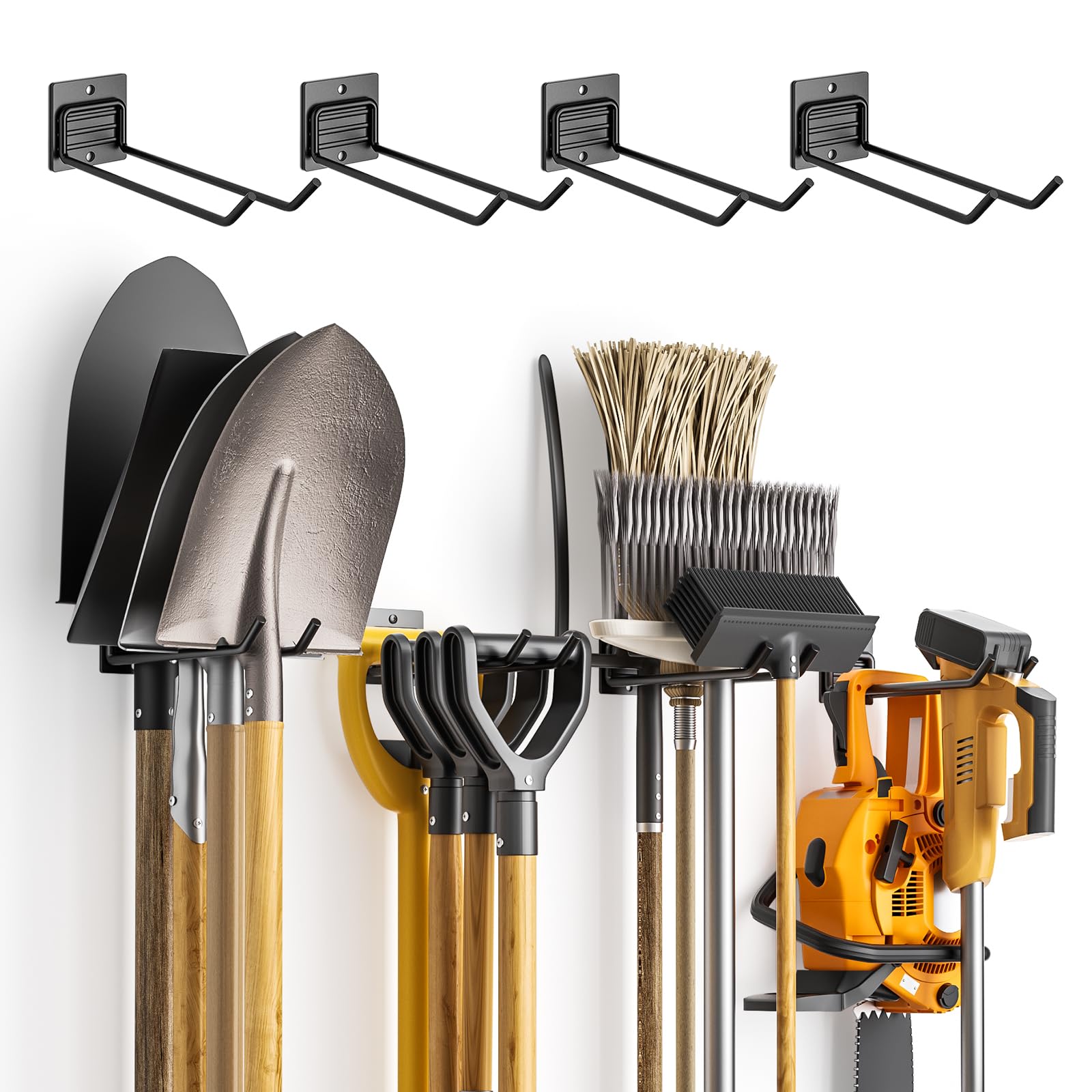 zacurter Garage Hooks for Garden Tool Storage – Wall Mount Utility Tools Hangers for Shed Organization – 8 Pack Heavy Duty Metal Garden Tool Rack for Hanging Shovels, Rakes & Farm Tools, Space Saving
