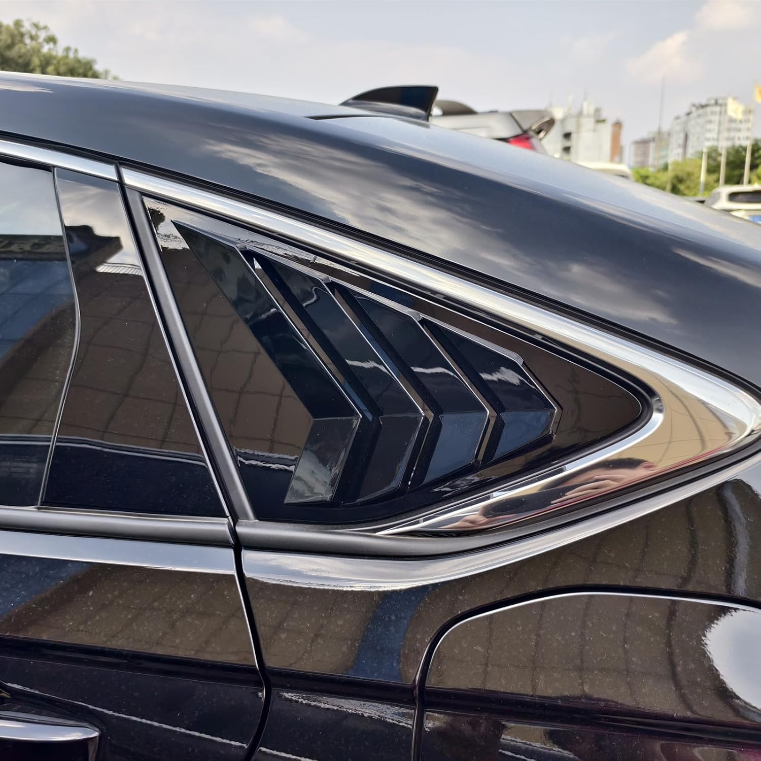 New Racing Rear Quarter Window Louvers Scoops Shades Blinds for Honda Accord 2023 2024 2025 2026 (Glossy Black)