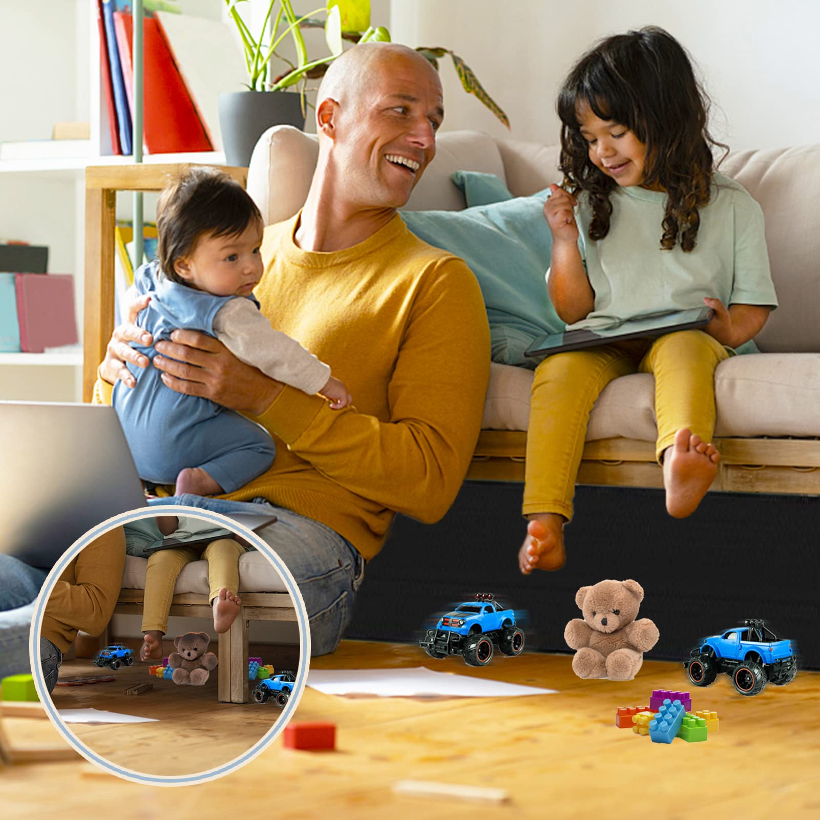 STAY GENT Blocchetti Giocattolo for Under Couch And Under Bed, 11cm Under Couch Blocker for Babies Toys And Pets Toys from Going Sliding, Adjustable Gap Bumper Under Sofa & Under Furniture 3m Long