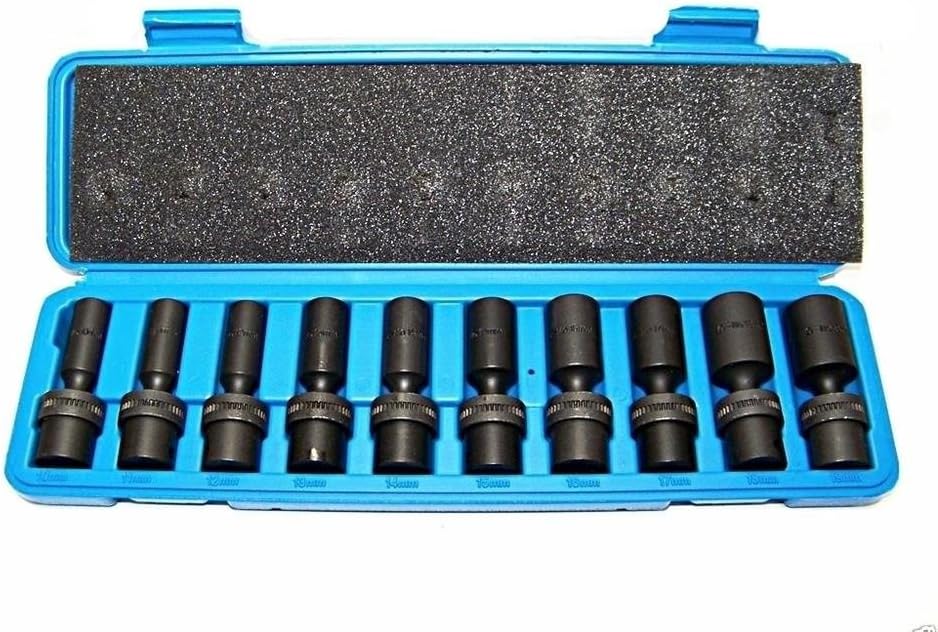 Socket Sets 10 Pc 3/8" Drive Universal Swivel Deep Impact Socket Set CR molybdenum METRIC
