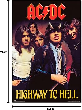 Grupo Erik AC DC Highway To Hell Poster - 91.5 x 61 cm - Shipping in rolls - Cool Poster - Art Poster - Poster and Prints - Wall Poster