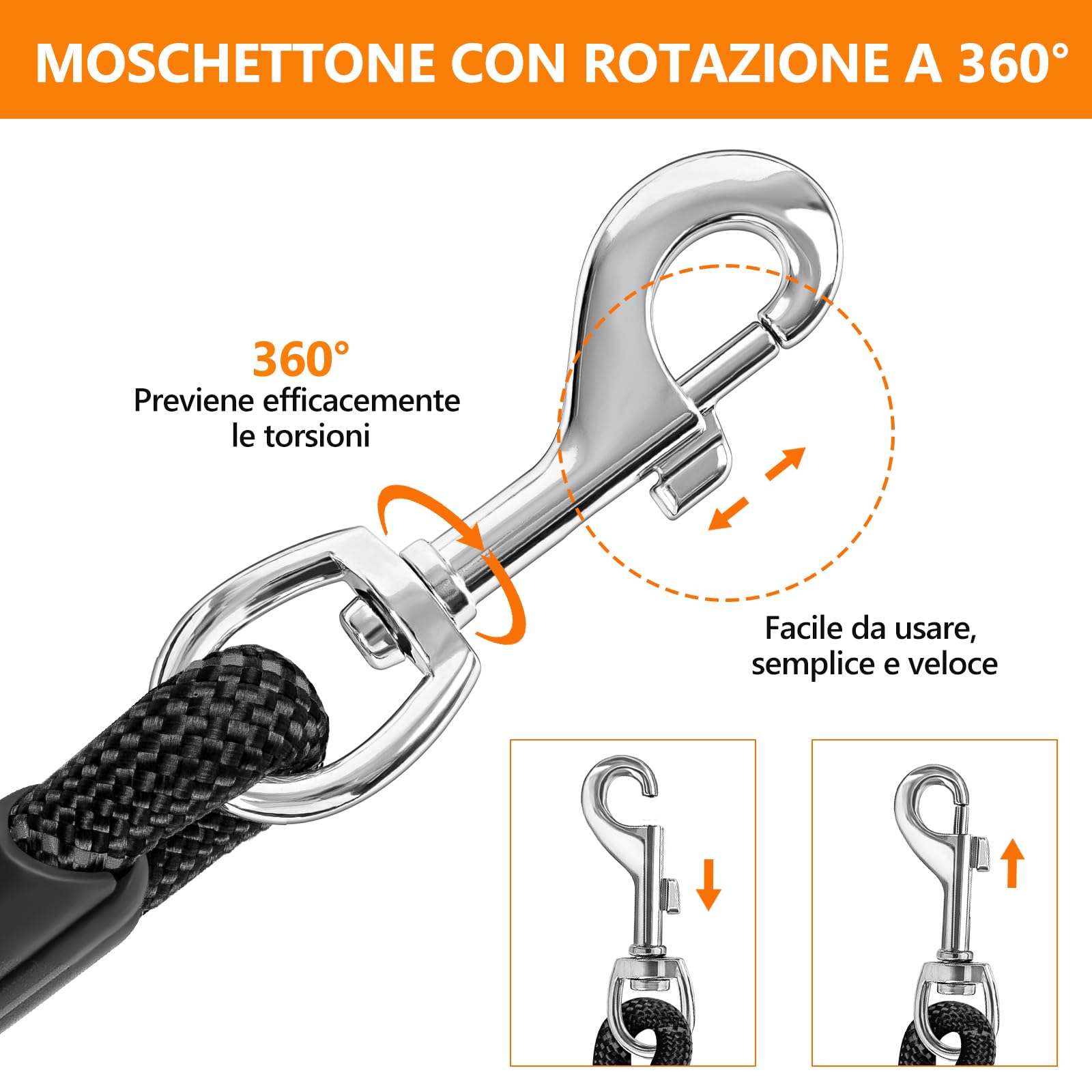 Aystkniet Guinzaglio da Addestramento per Cani, 5M 10M 15M 20M 30M Guinzaglio per Cani con 2 Ganci Girevoli e Fili Riflettenti, Guinzaglio Cane di Taglia Media e Grande, Corda da Legare per Cortile
