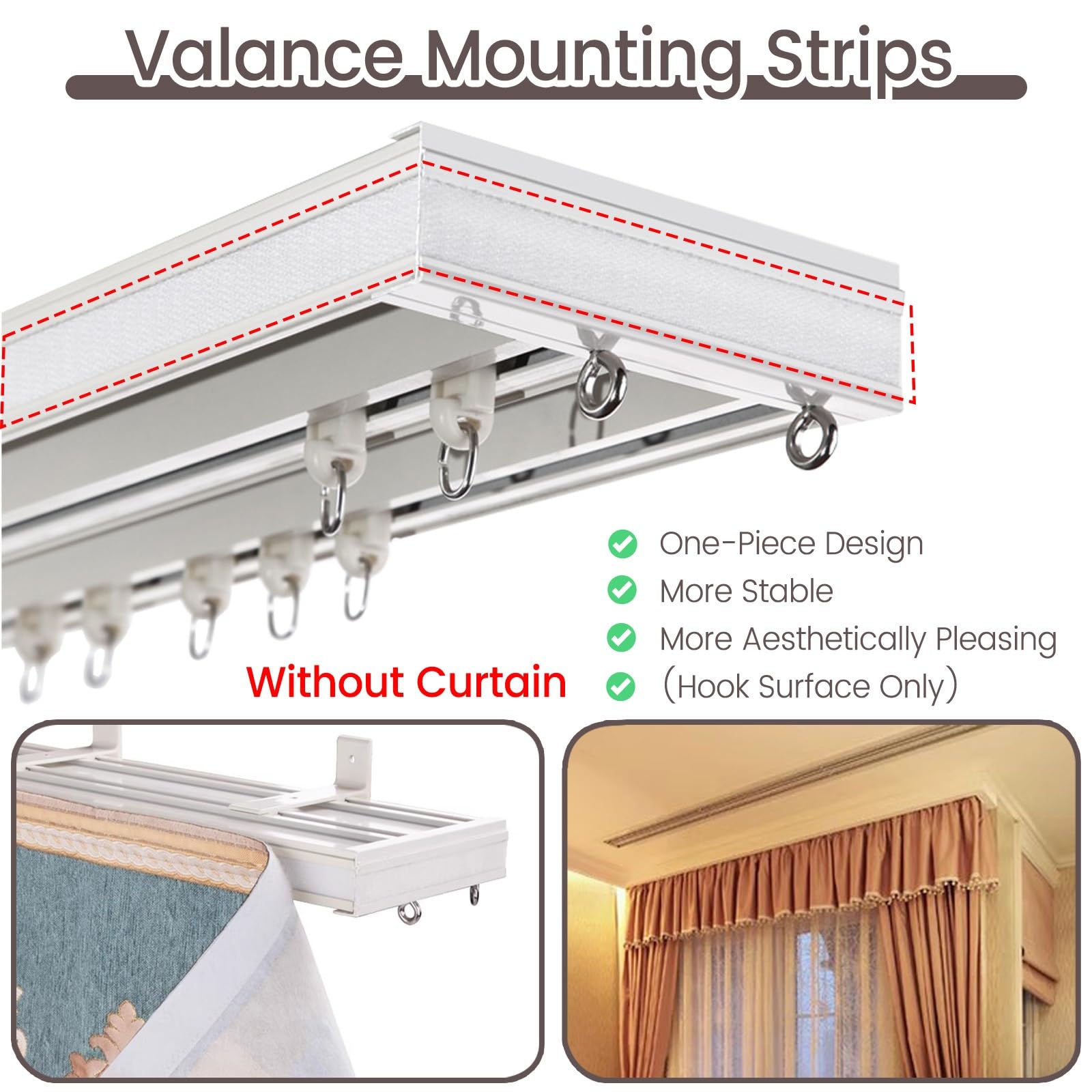 Rail de suspension for cloison de séparation, montage au plafond ou au mur, en alliage d'aluminium, blanc, 1,2 m, 1,6 m, 3,5 m, 7,6 m, 12,2 ...(Double Track,39ft/1188cm)