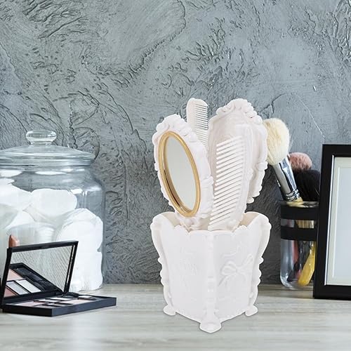 Miniatura 3 de Luxshiny Juego de cuidado del cabello vintage espejo de mano, juego de cepillos para el cabello con soporte, peine de cola de rata, kits de