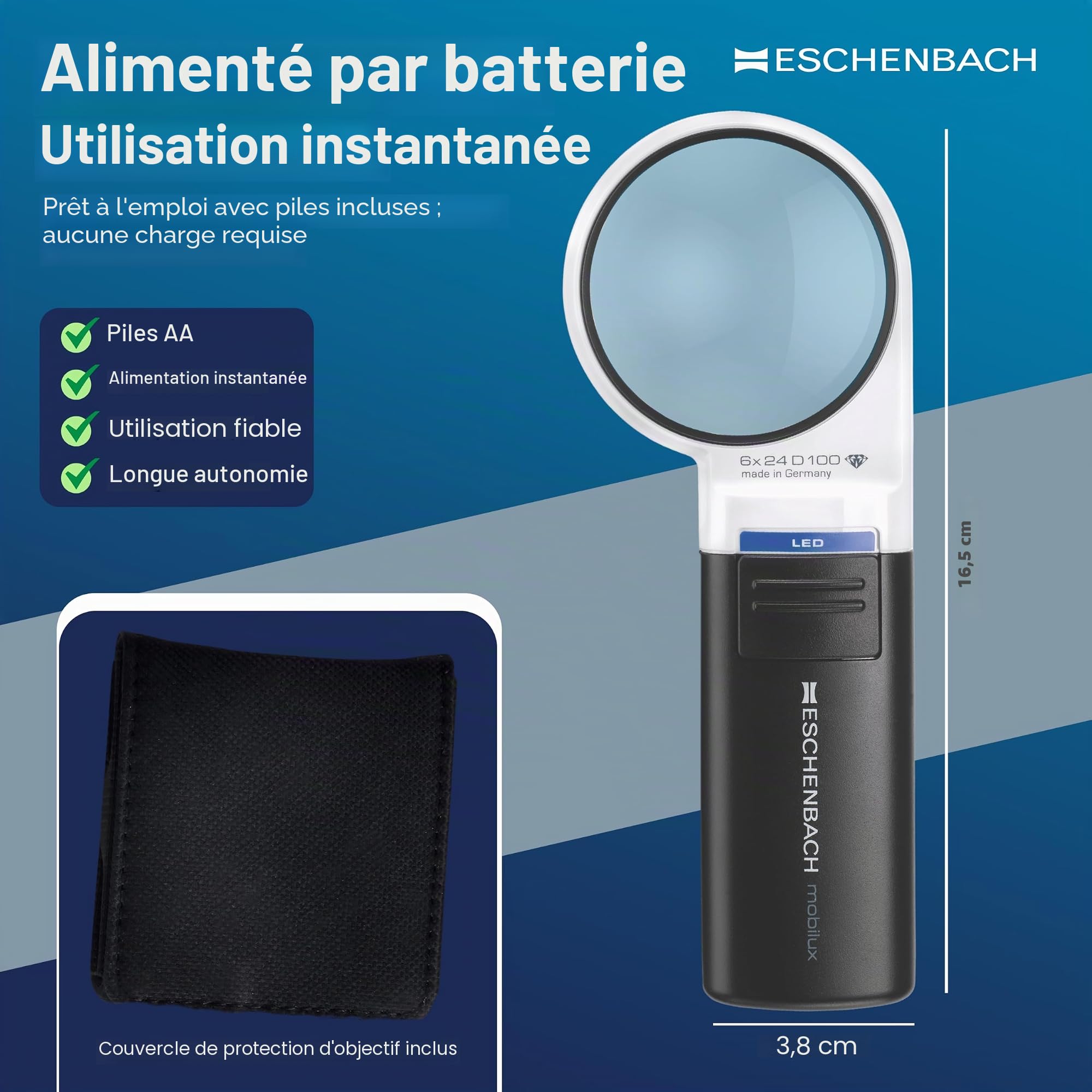 Eschenbach Loupes mobilux LED 24dpt 6X Ø 58mm